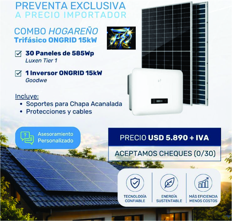 Combo Hogareño Trifásico ONGRID 15kW